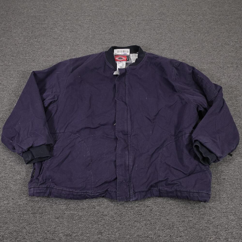 SteelGuard Jacket Mens 2XL Blue FR Canvas Bomber Full Zip Workwear Pockets